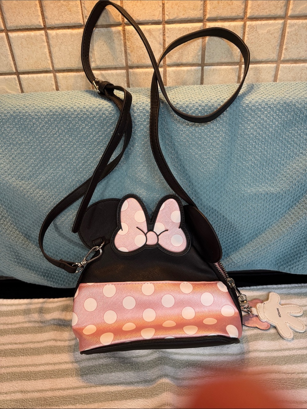 Disney Pink and Black Polka Dot Minnie Crossbody Bag